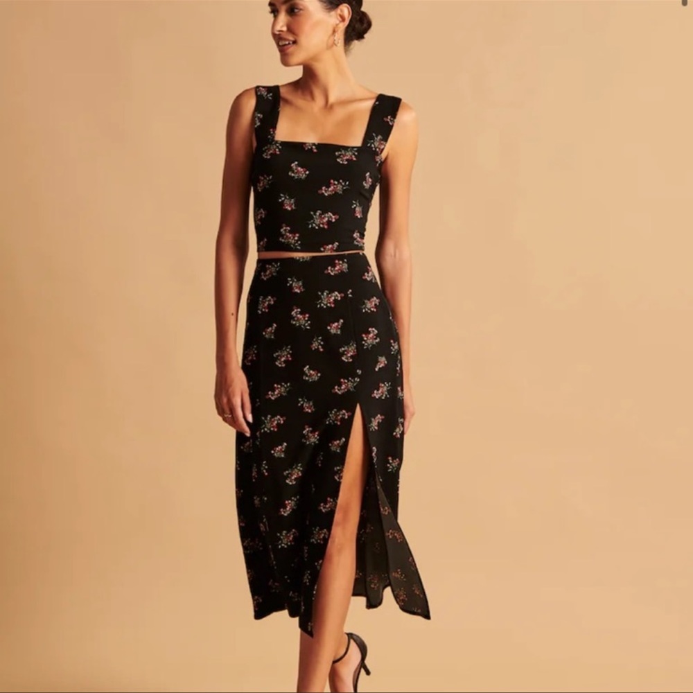 Abercrombie & Fitch Floral Midi Skirt with Slit NWT